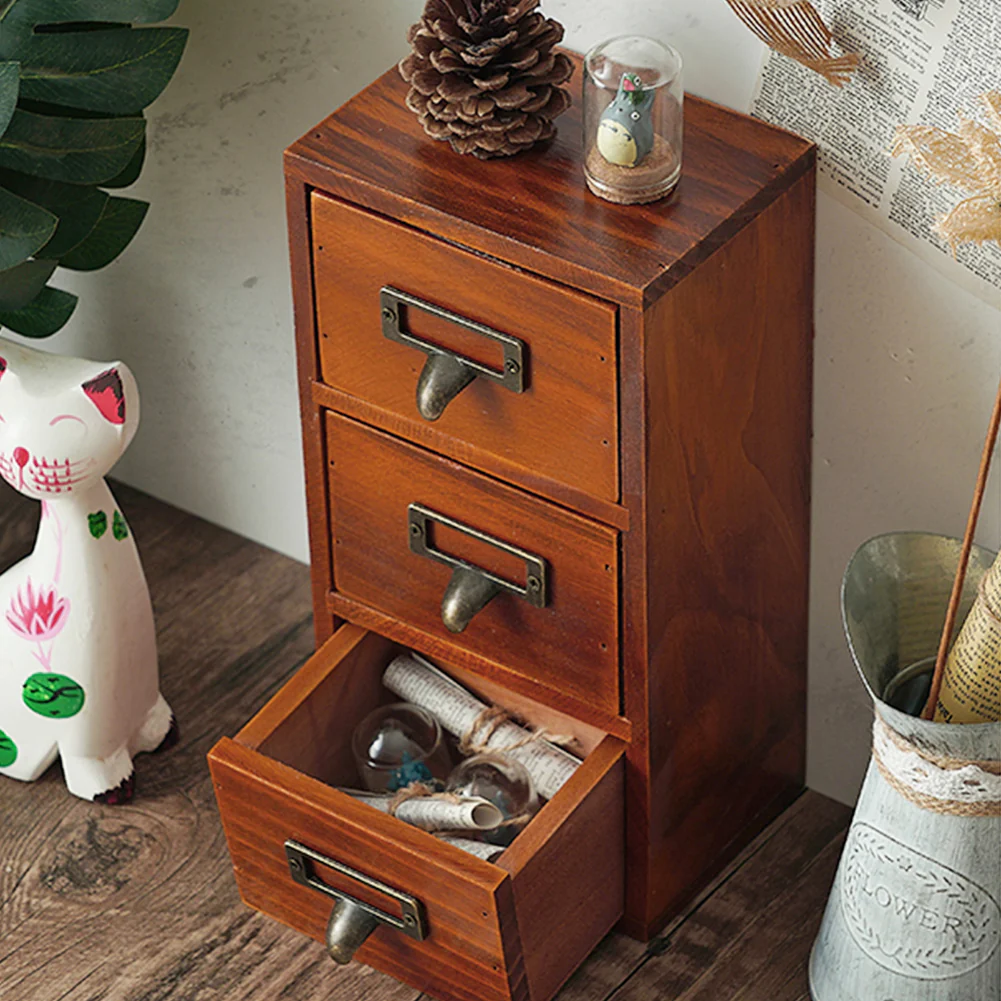 Lifeideas Retro Wooden Drawer Organizer Box
