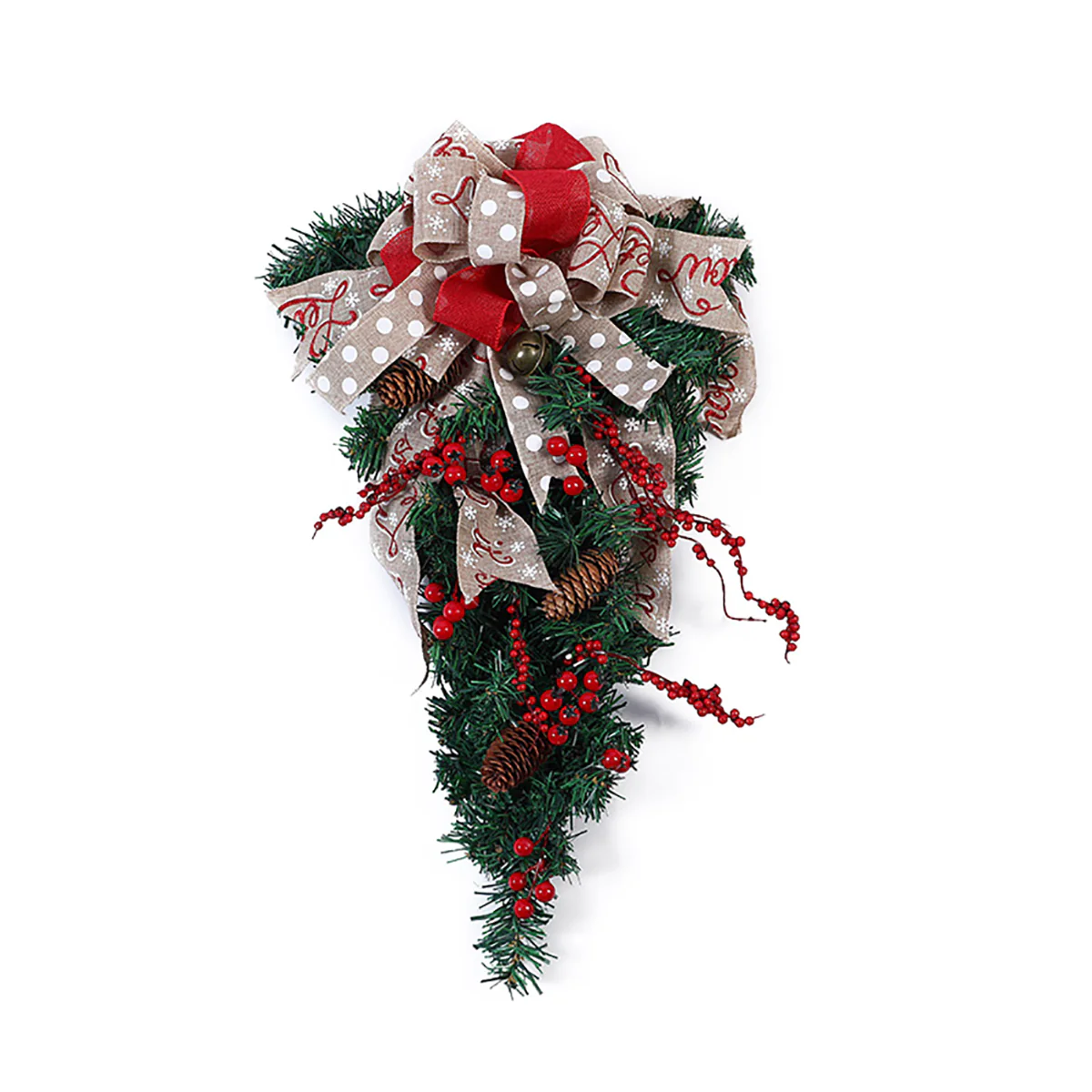 Lifeideas Ribbon Bow Christmas Teardrop Swag
