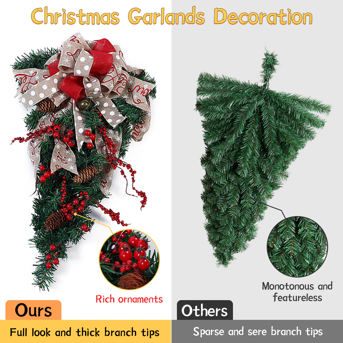 Lifeideas Ribbon Bow Christmas Teardrop Swag - Image 4