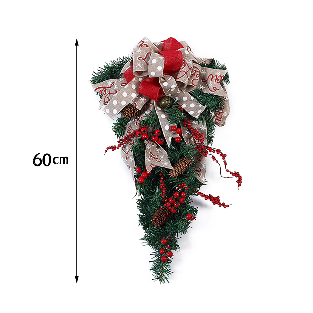Lifeideas Ribbon Bow Christmas Teardrop Swag - Image 6