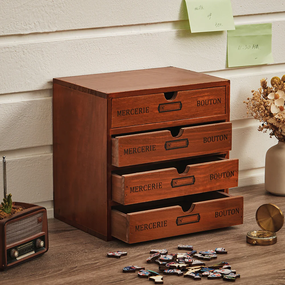 Lifeideas Rustic 4-Drawer Wooden Organizer Box - Image 2
