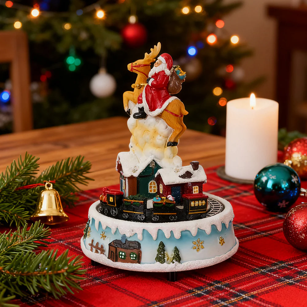 Lifeideas Santa Claus Reindeer Music Box Ornament - Image 2