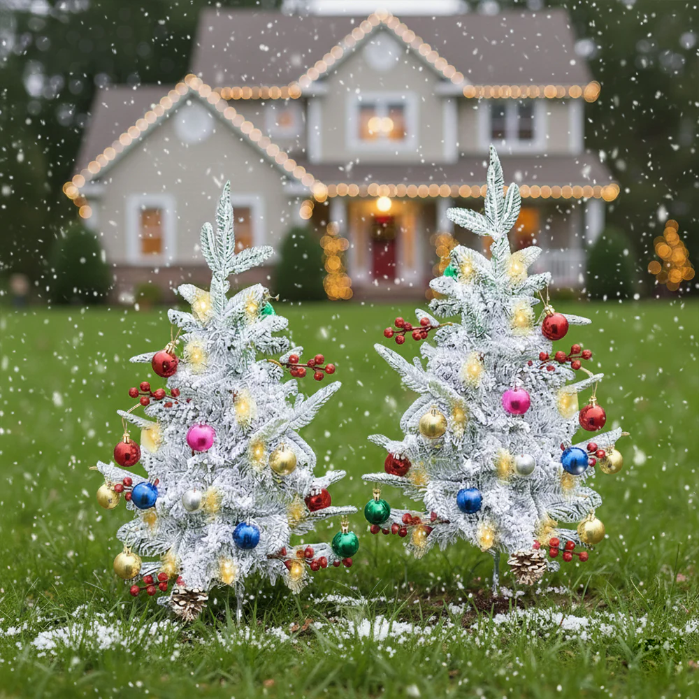 Lifeideas Set of 2 Artificial Christmas Trees with LED Decorations - Image 2