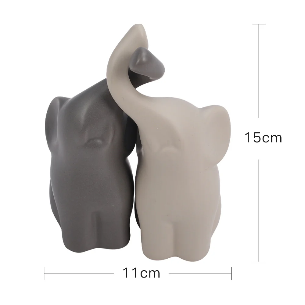 Lifeideas Set Of 2 Ceramic Couple Elephant Ornaments Decoration Figurine - Image 10
