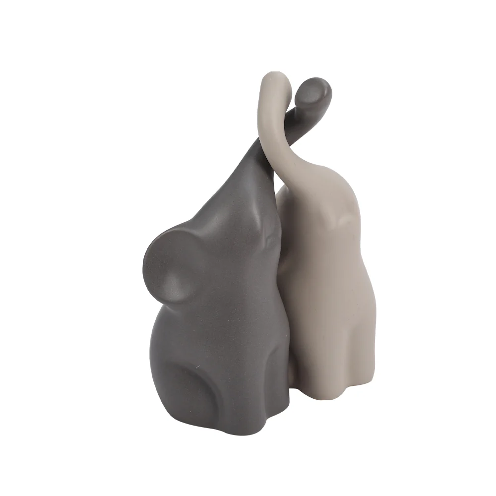 Lifeideas Set Of 2 Ceramic Couple Elephant Ornaments Decoration Figurine - Image 4