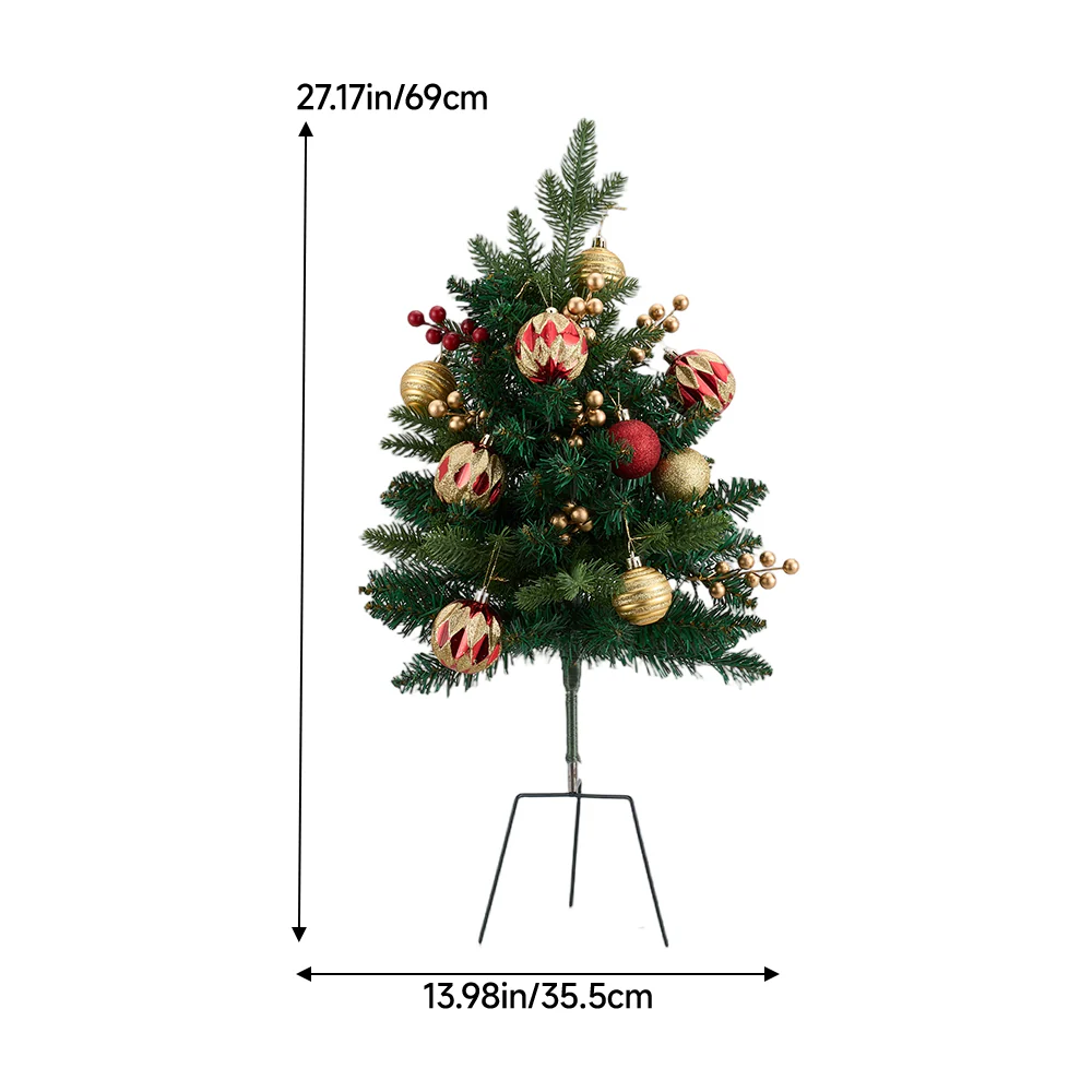 Lifeideas Set of 2 Pre-Lit Artificial Christmas Trees with Tripod Stakes - Image 7