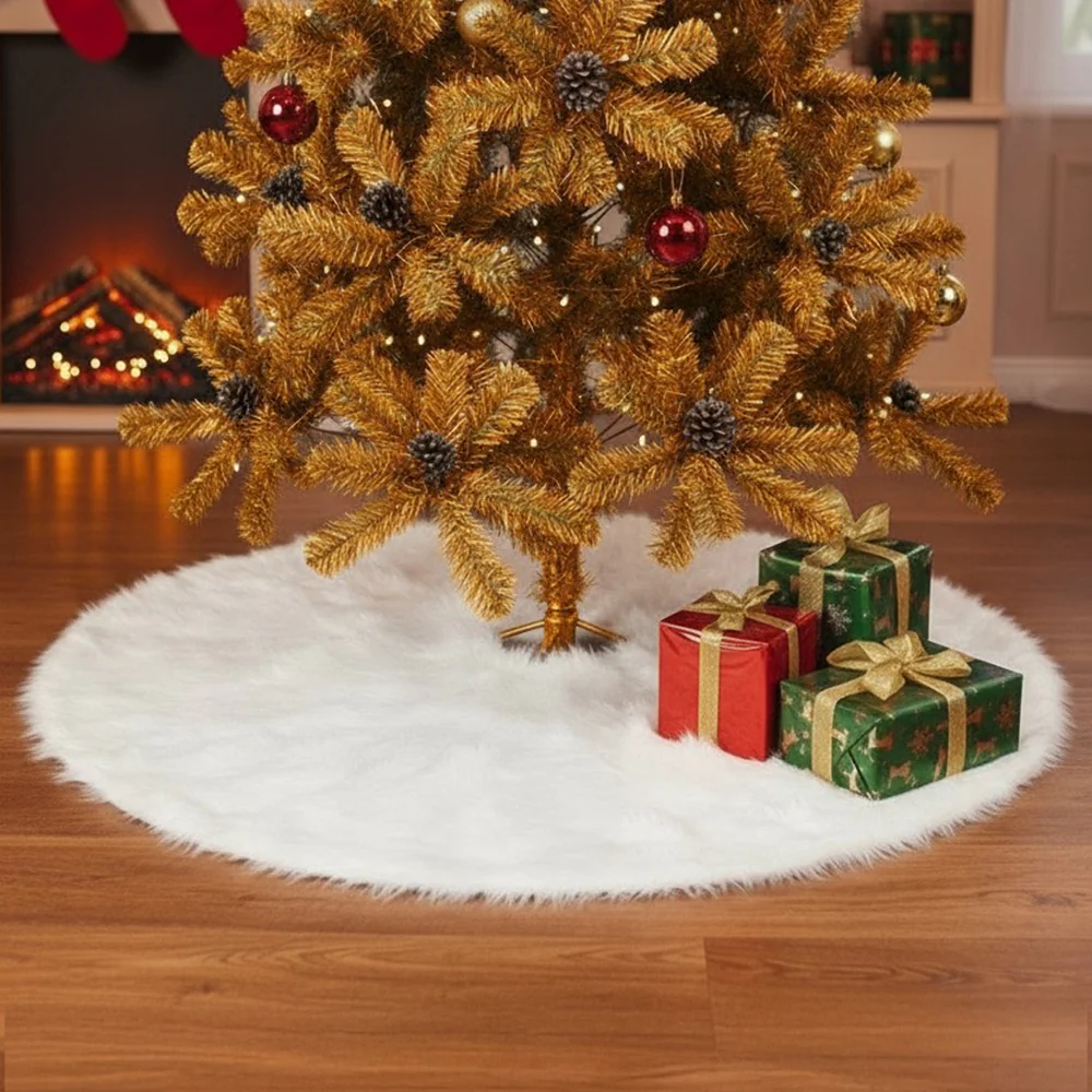 Lifeideas Snow White Plush Tree Skirt for Holiday Decor - Image 2