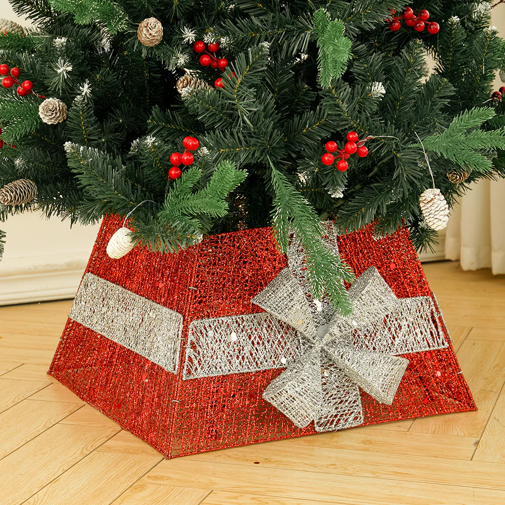 Lifeideas Square Christmas Tree Collar With Bow Tie Decoration