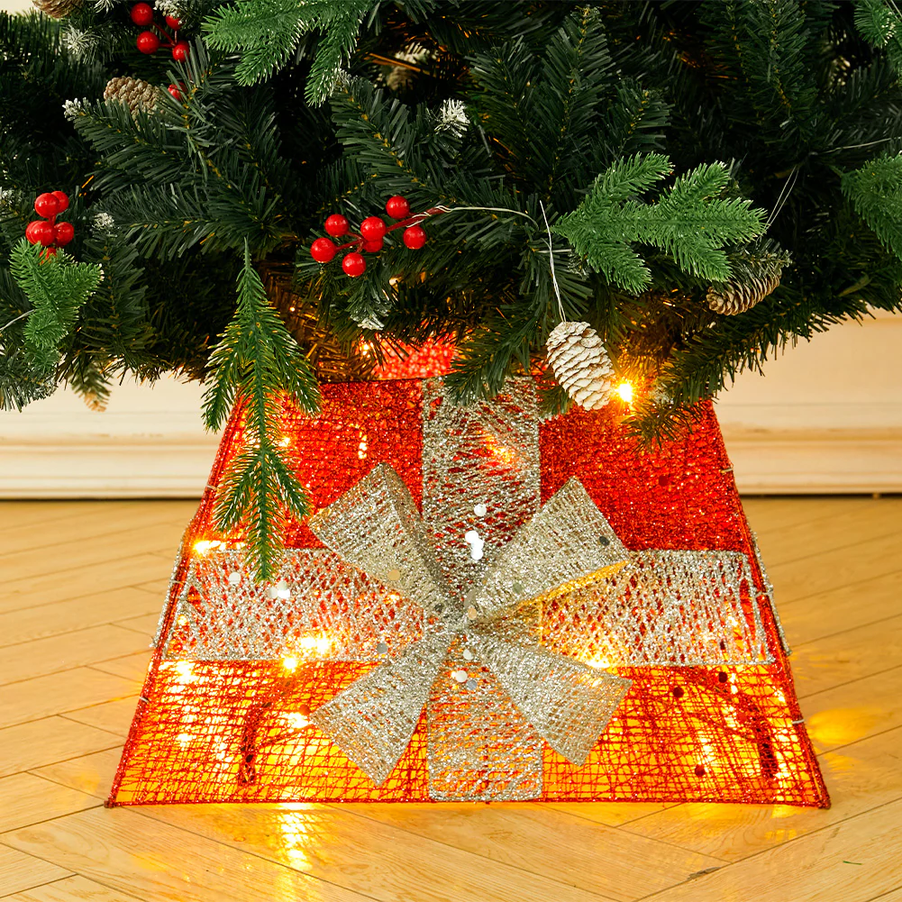 Lifeideas Square Christmas Tree Collar With Bow Tie Decoration - Image 2