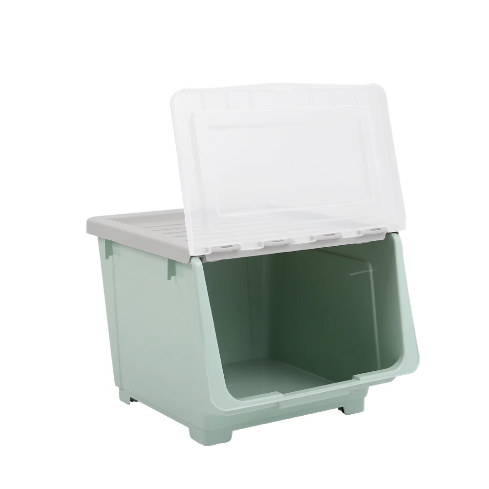Lifeideas Stackable Plastic Storage Box with Lid and Wheels - Image 5