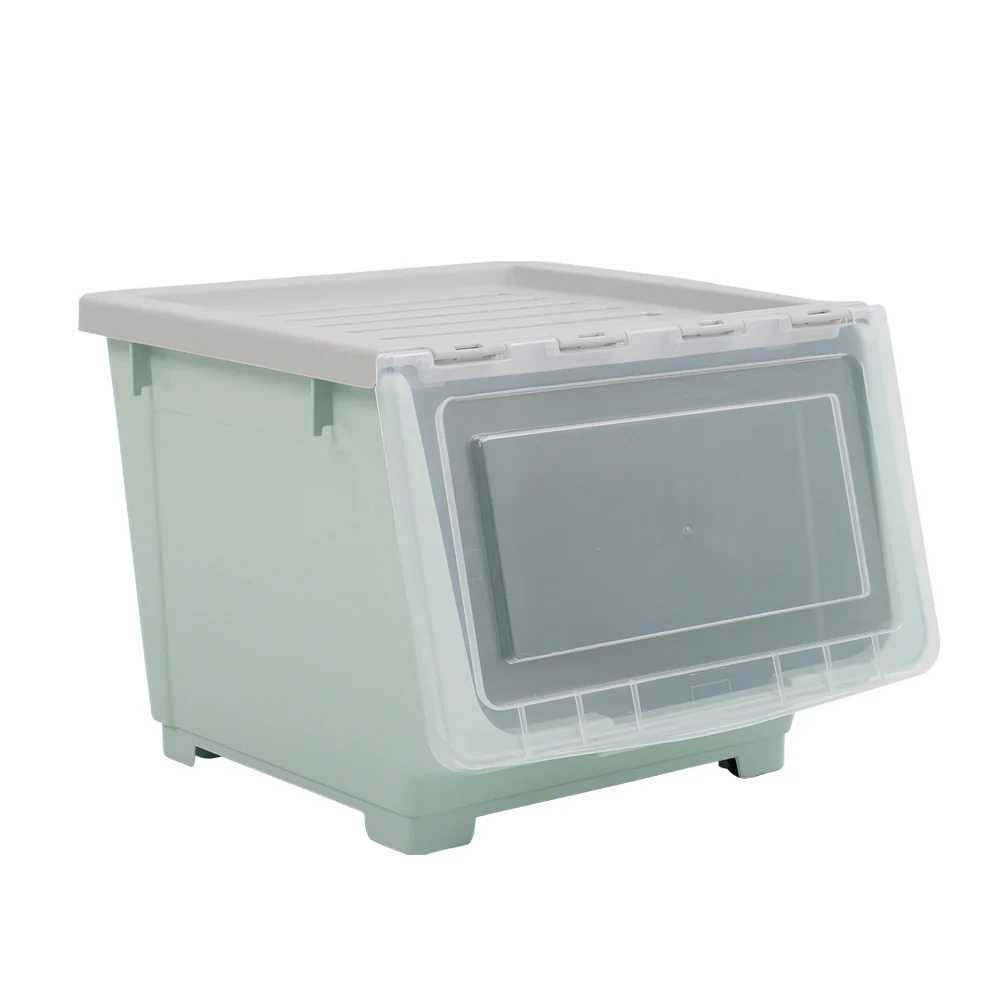 Lifeideas Stackable Plastic Storage Box with Lid and Wheels - Image 6