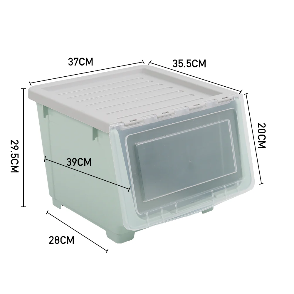 Lifeideas Stackable Plastic Storage Box with Lid and Wheels - Image 8