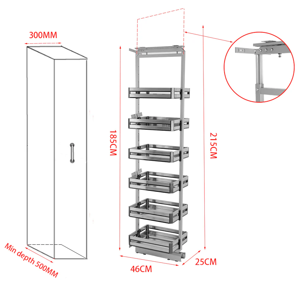Lifeideas Tall and Narrow 6-Tier Metal Kitchen Pull-out Kitchen Cabinet Basket Shelf - Image 7