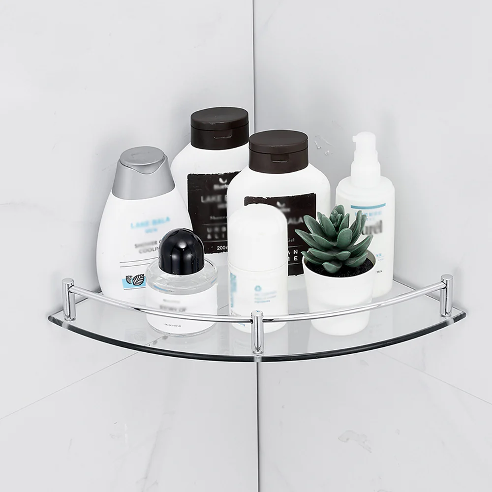 Lifeideas Tempered Glass Wall Shelf 1-Tier Set