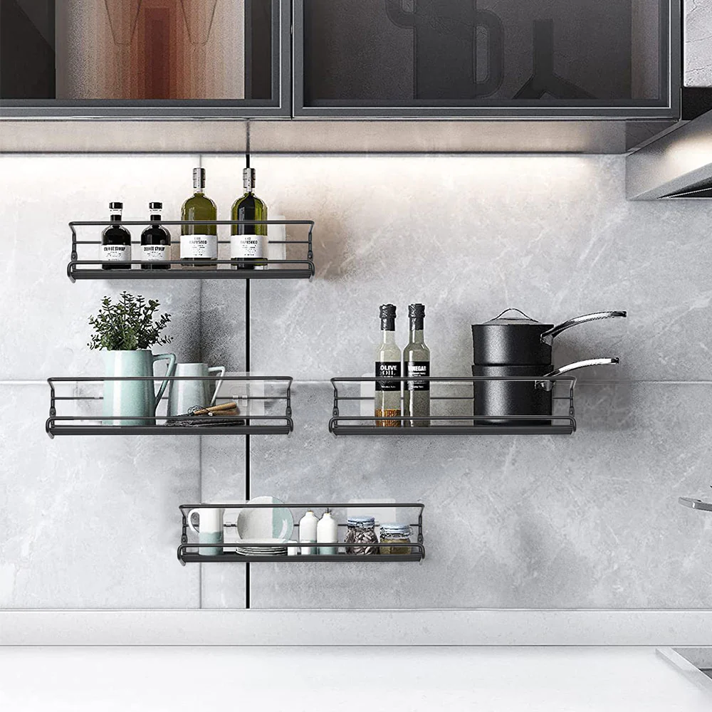 Lifeideas Wall Mount Metal Wire Spice Rack Set of 4 - Image 2