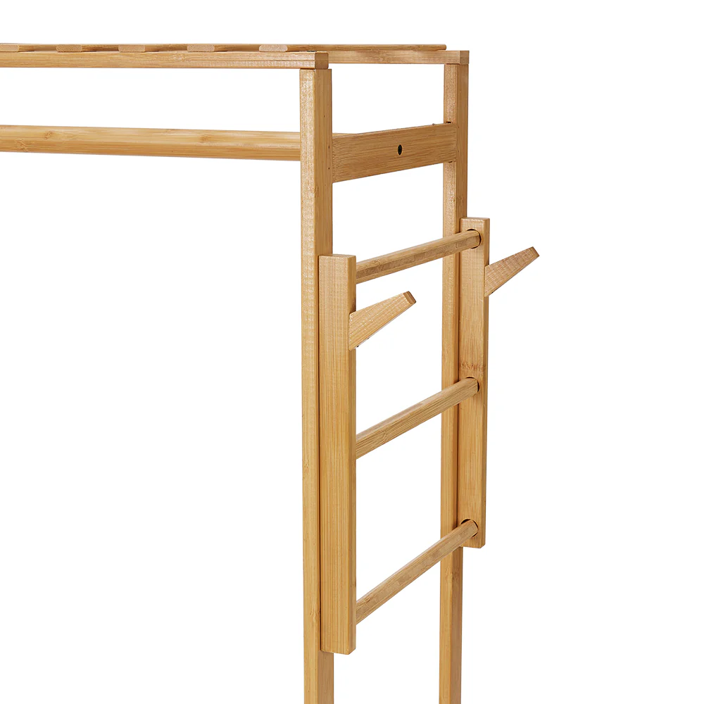 Lifeideas Wooden Clothes Rack with Hooks and Drawer - Image 7