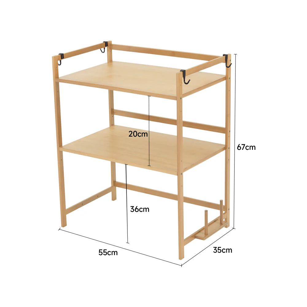 Lifeideas Wooden Spice Rack Organizer with Hooks - Image 8