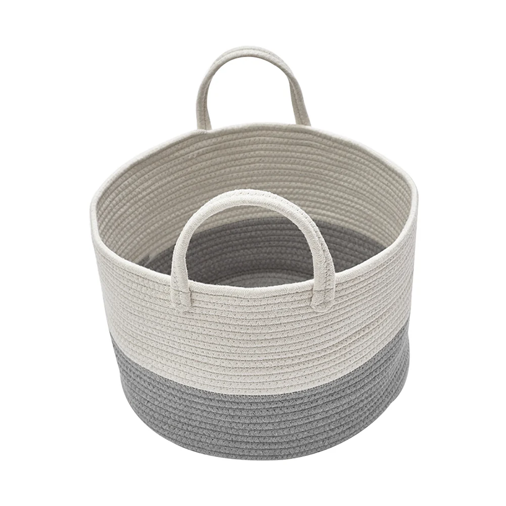 Lifeideas Woven Basket Baby Kids Toys Storage Clothes Hamper Laundry Basket With Pom Poms Grey