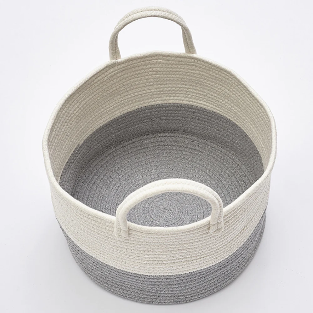 Lifeideas Woven Basket Baby Kids Toys Storage Clothes Hamper Laundry Basket With Pom Poms Grey - Image 4