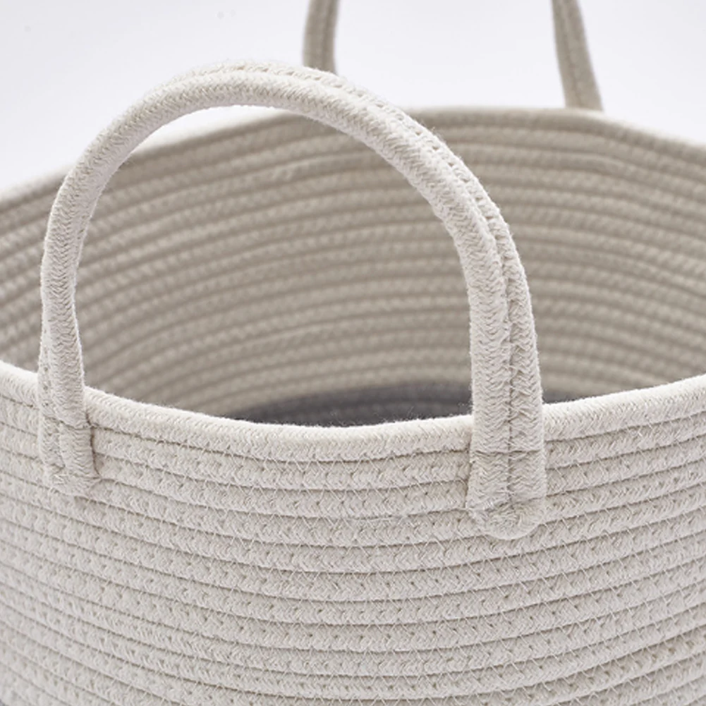 Lifeideas Woven Basket Baby Kids Toys Storage Clothes Hamper Laundry Basket With Pom Poms Grey - Image 5
