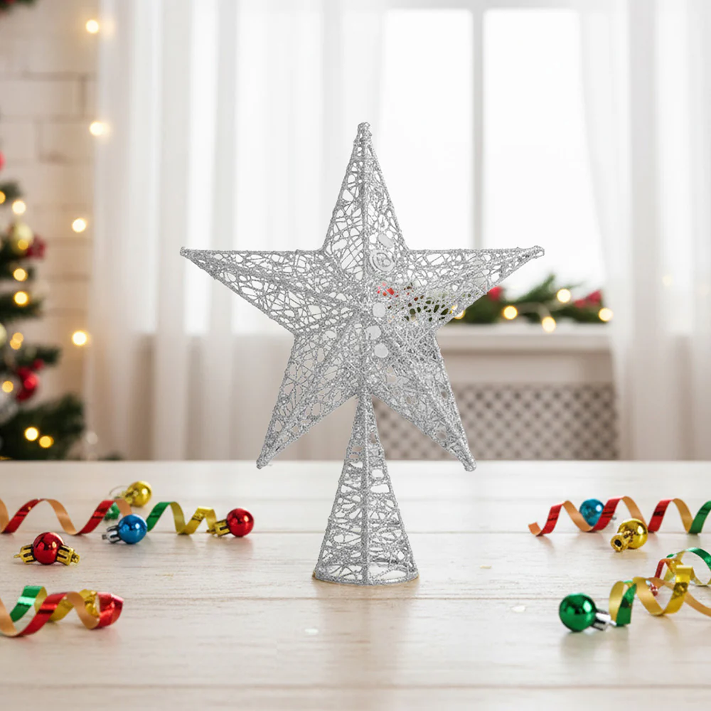 Lifeideas Wrought Iron Star Tree Topper Christmas Decoration - Image 2