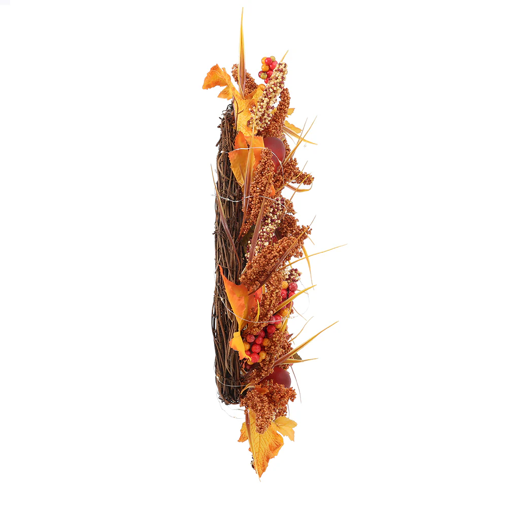 Lighted Artificial Sorghum Fall Wreath - Image 5