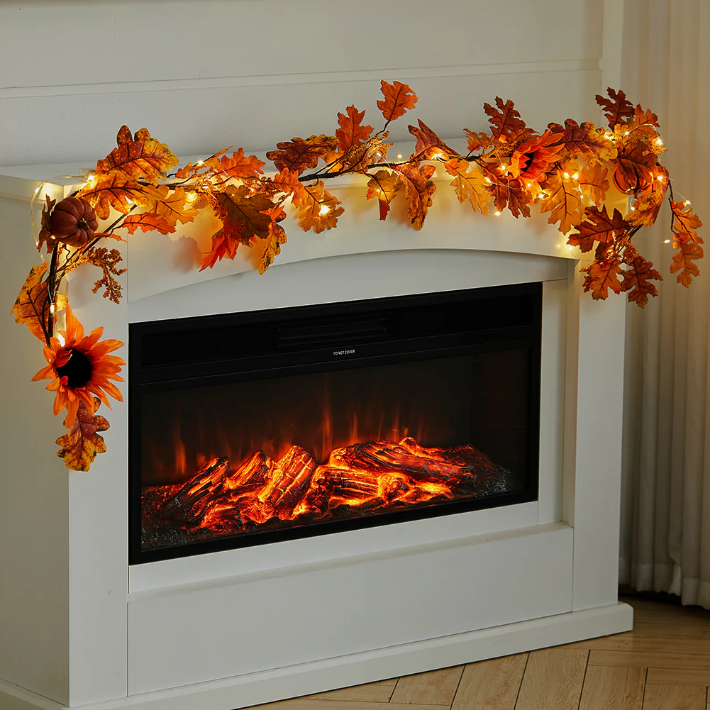 Lighted Fall Garland with Sunflowers - Image 2