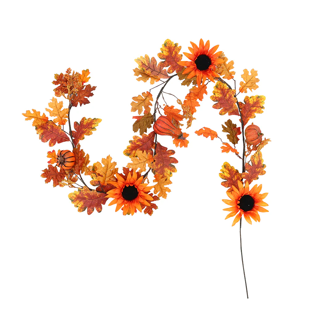 Lighted Fall Garland with Sunflowers - Image 4