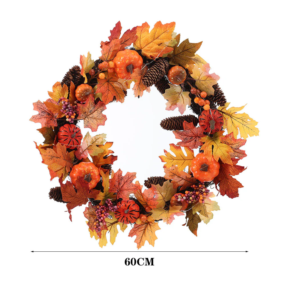 Lighted Maple Leaf Autumn Wreath - Image 3