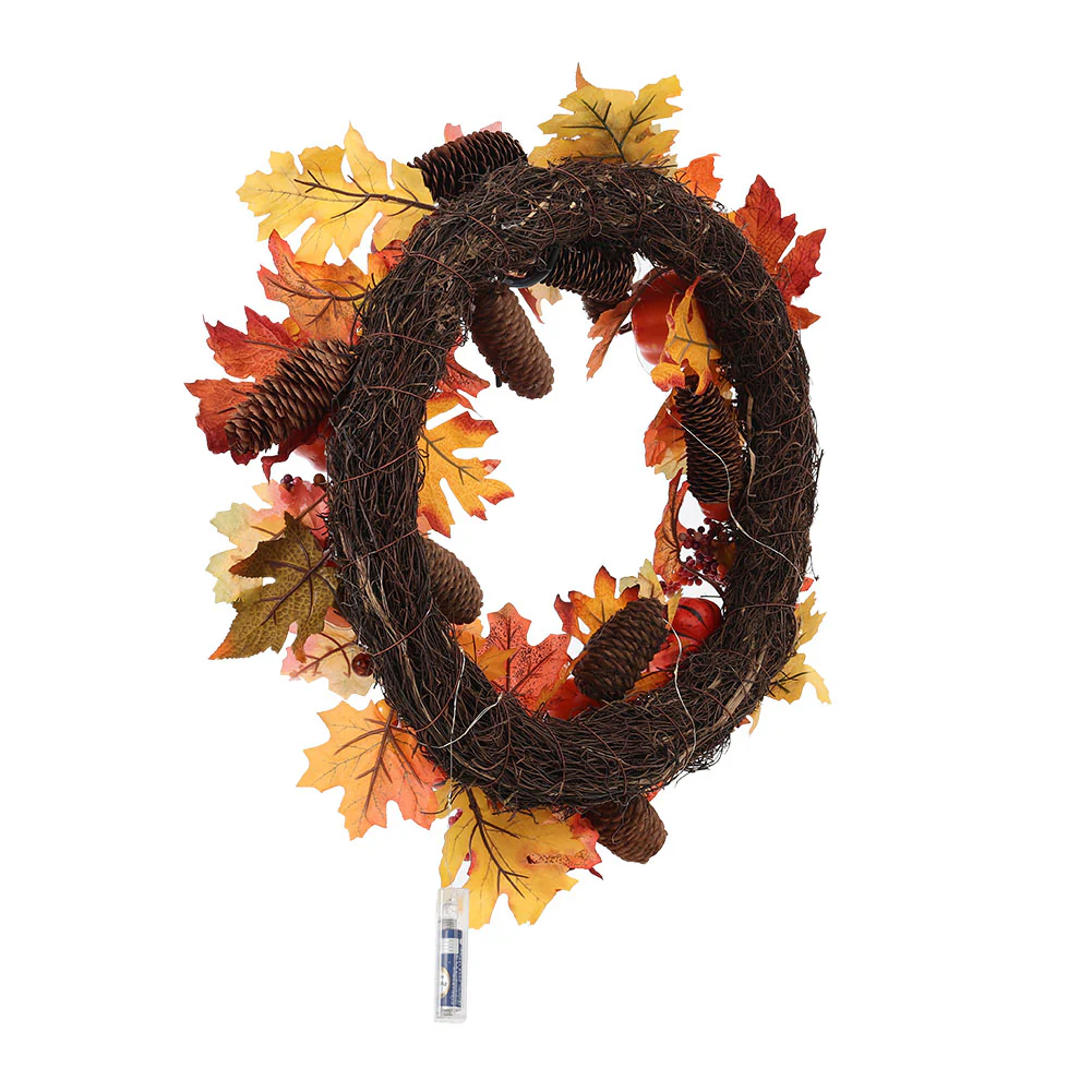 Lighted Maple Leaf Autumn Wreath - Image 4