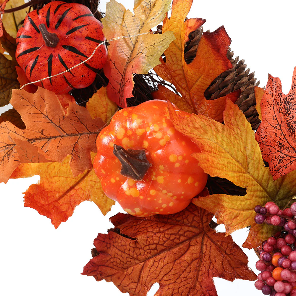 Lighted Maple Leaf Autumn Wreath - Image 5