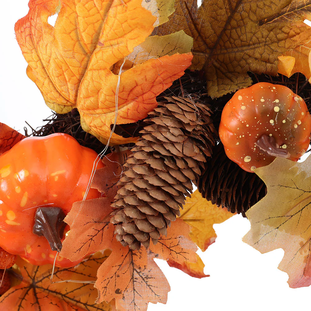Lighted Maple Leaf Autumn Wreath - Image 7