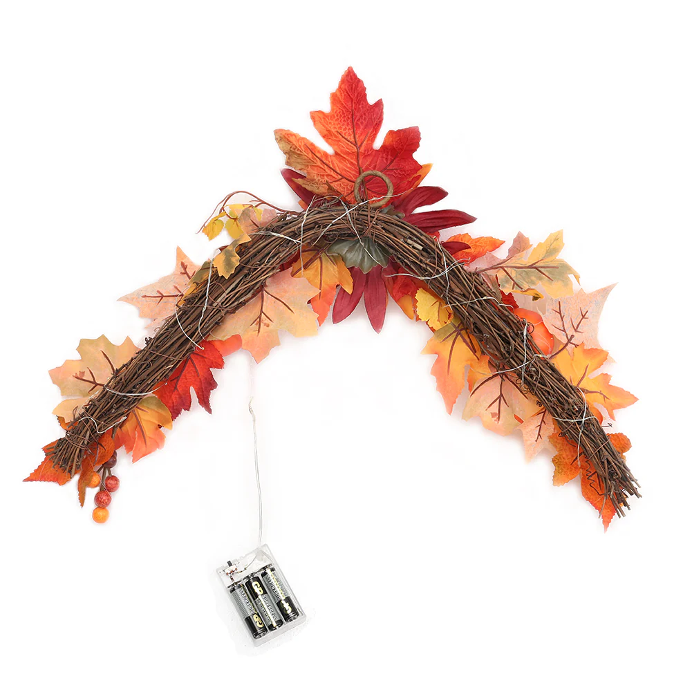 Lighted Sunflower Pumpkin Front Door Swag - Image 4