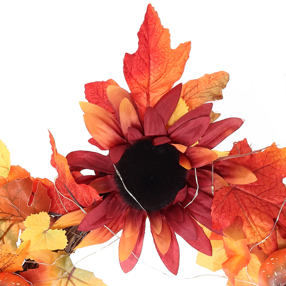 Lighted Sunflower Pumpkin Front Door Swag - Image 6