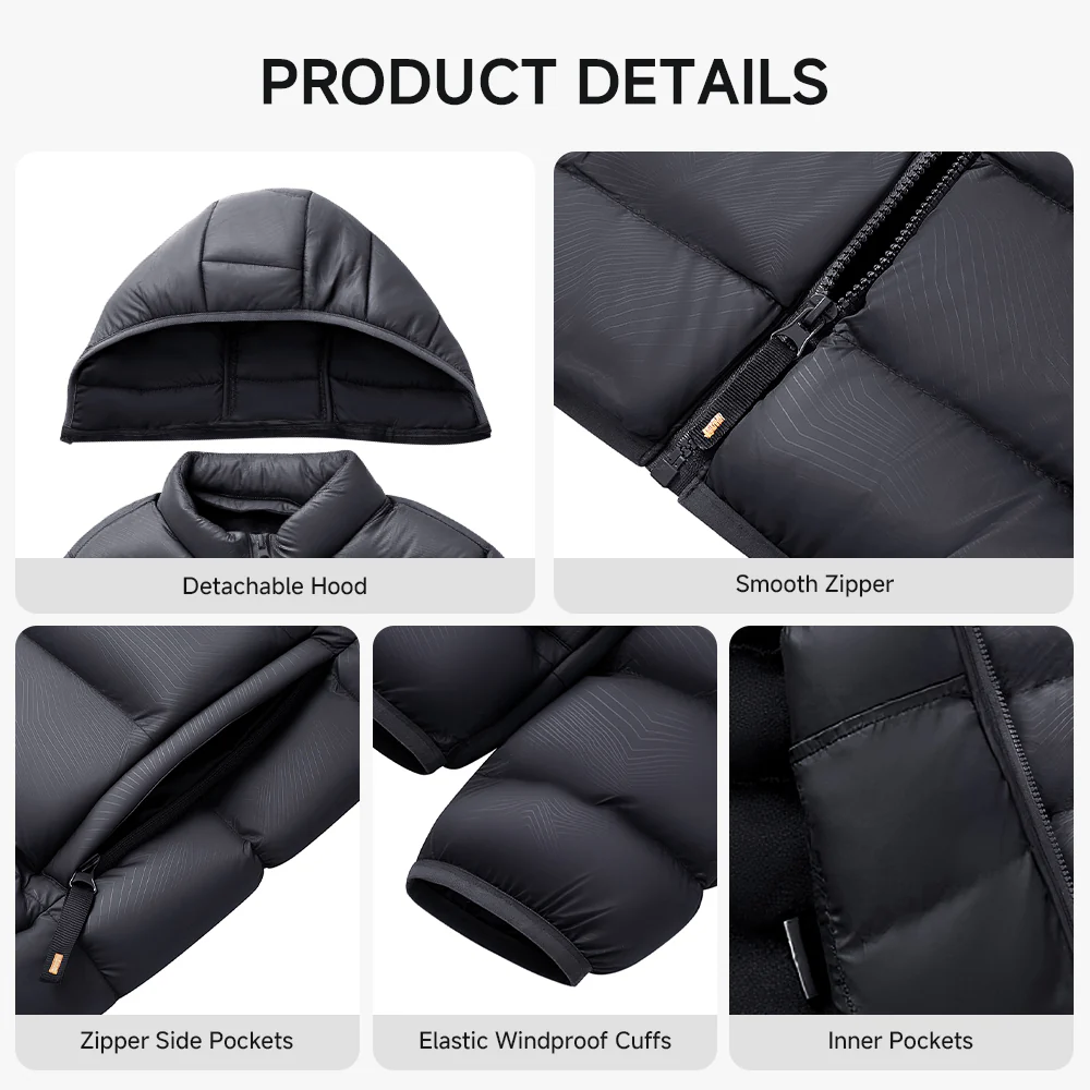 Lightweight Hooded Padded Jacket - Grey - Image 6