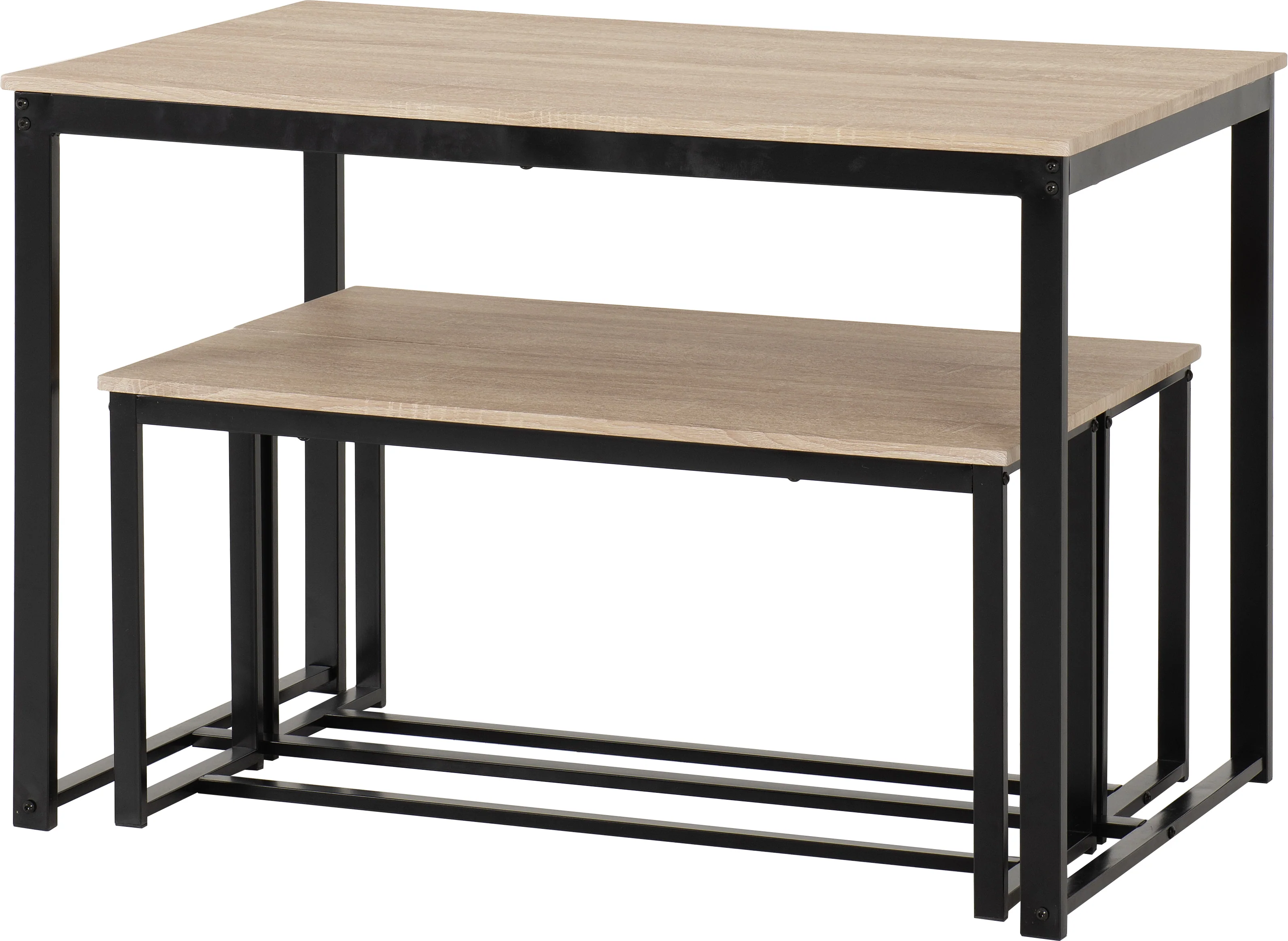 LINCOLN 1+2 DINING BENCH SET - SONOMA OAK EFFECT/BLACK - Image 2