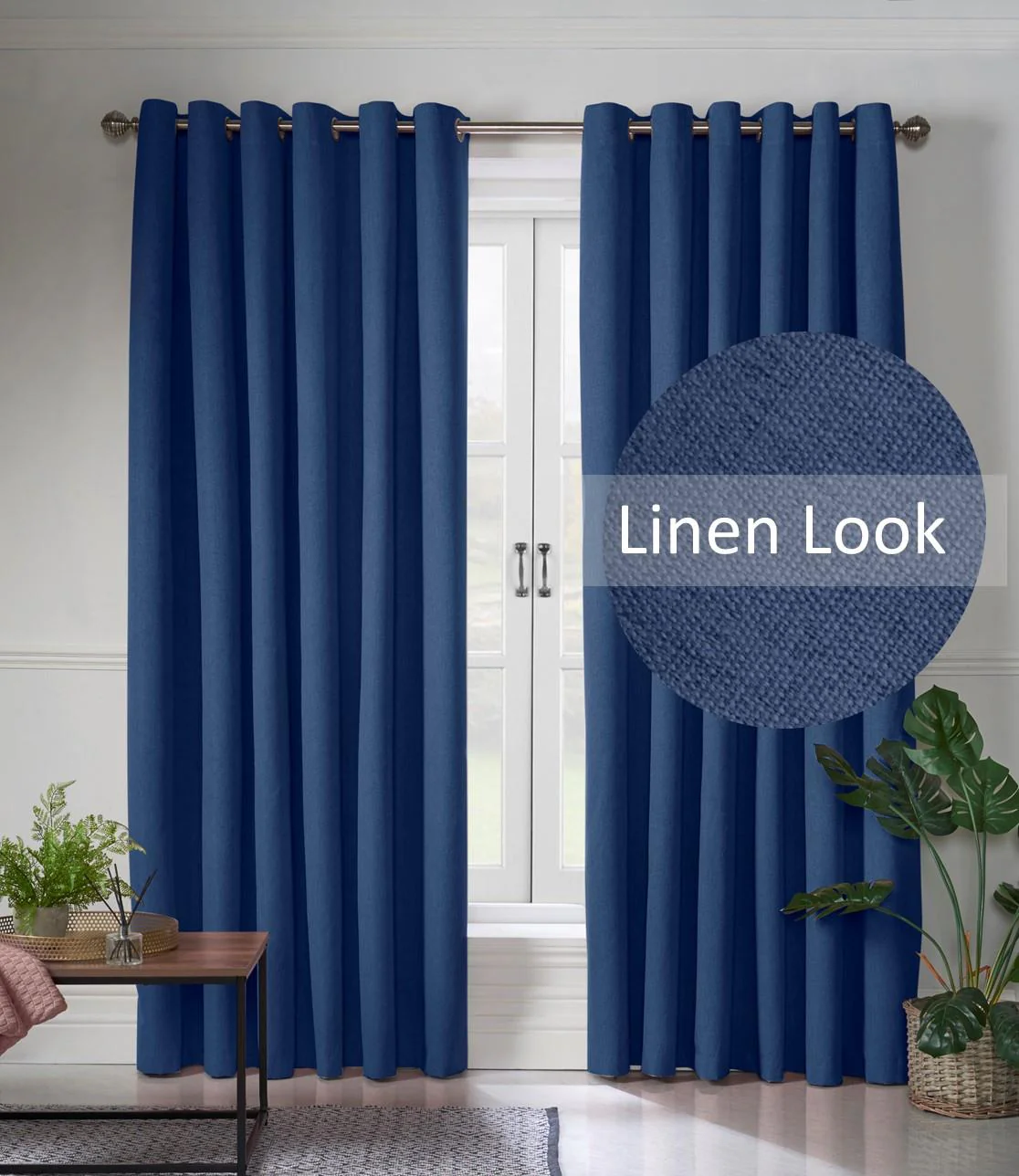 Linen Look Ring Top Blackout Curtains