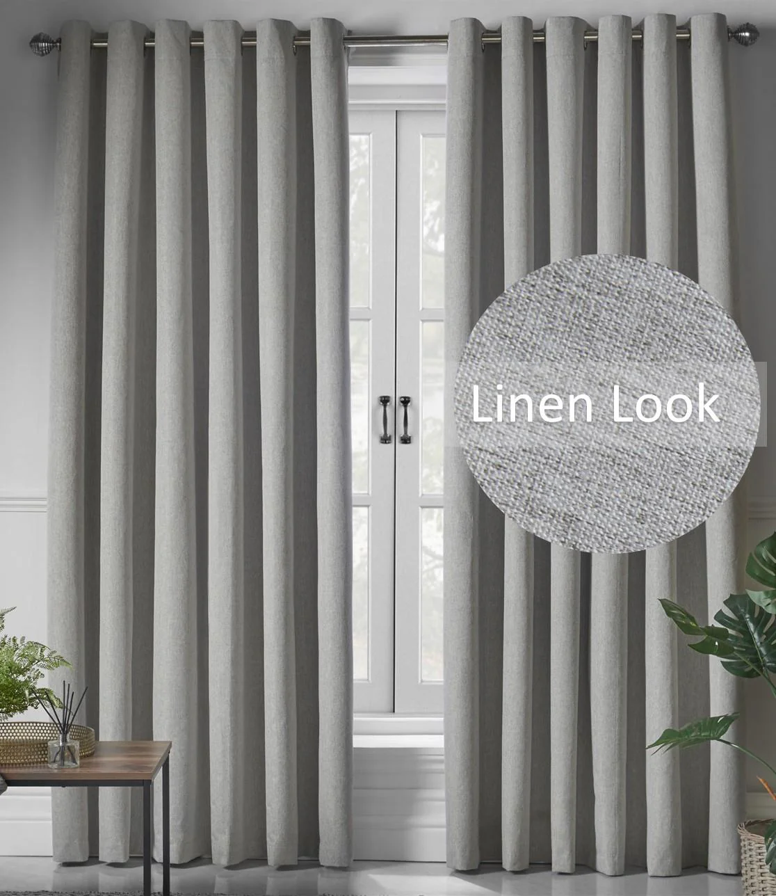 Linen Look Ring Top Blackout Curtains