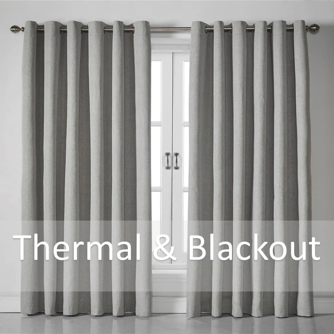 Linen Look Ring Top Blackout Curtains - Image 2
