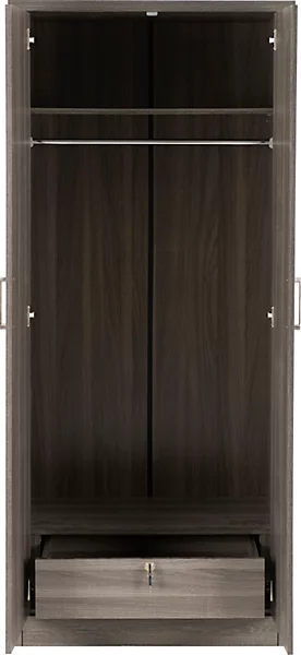LISBON 2 DOOR WARDROBE - BLACK WOOD GRAIN - Image 3