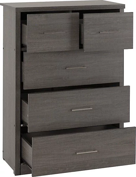 LISBON 3+2 DRAWER CHEST - BLACK WOOD GRAIN - Image 2