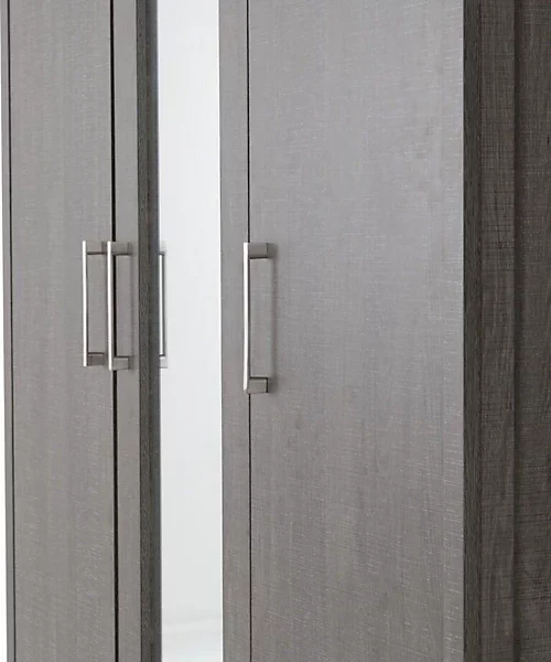 LISBON 3 DOOR MIRRORED WARDROBE - BLACK WOOD GRAIN - Image 4