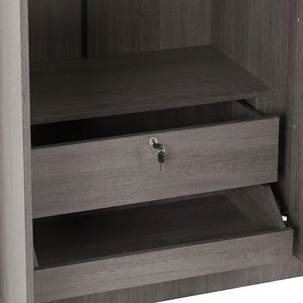 LISBON 3 DOOR MIRRORED WARDROBE - BLACK WOOD GRAIN - Image 5