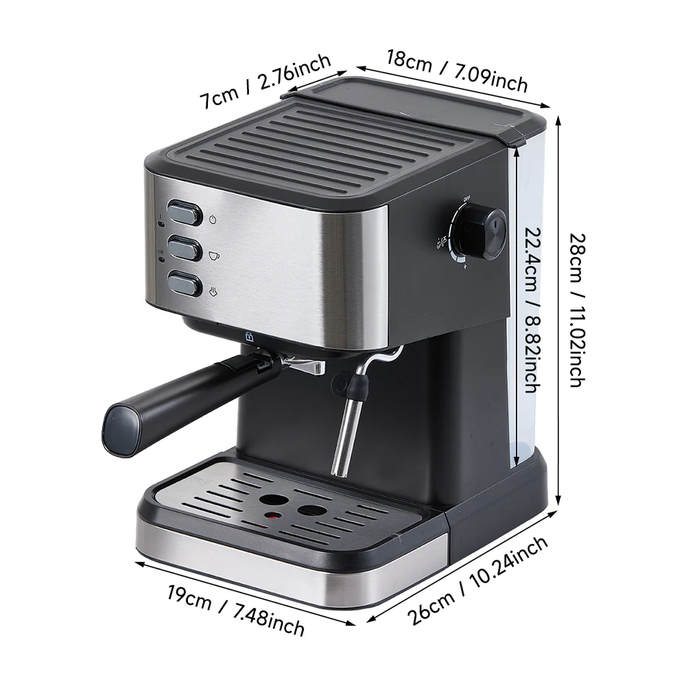 Livingandhome 1.5L Espresso Machine With Milk Frother - Image 9