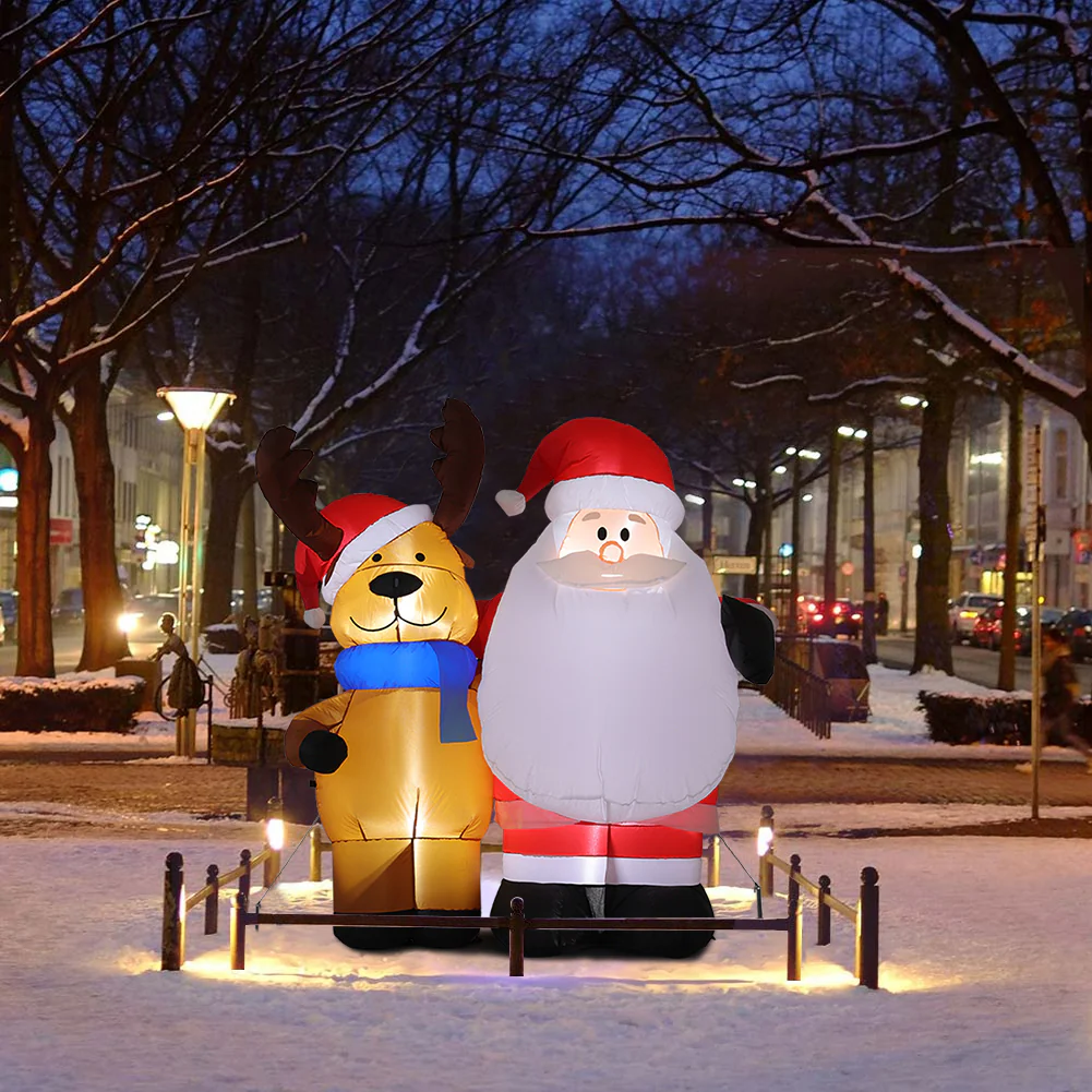 Livingandhome 1.5m Inflatable Father Christmas Air Blown with 4 LED Light UK Plug Outdoor Decor - Image 2