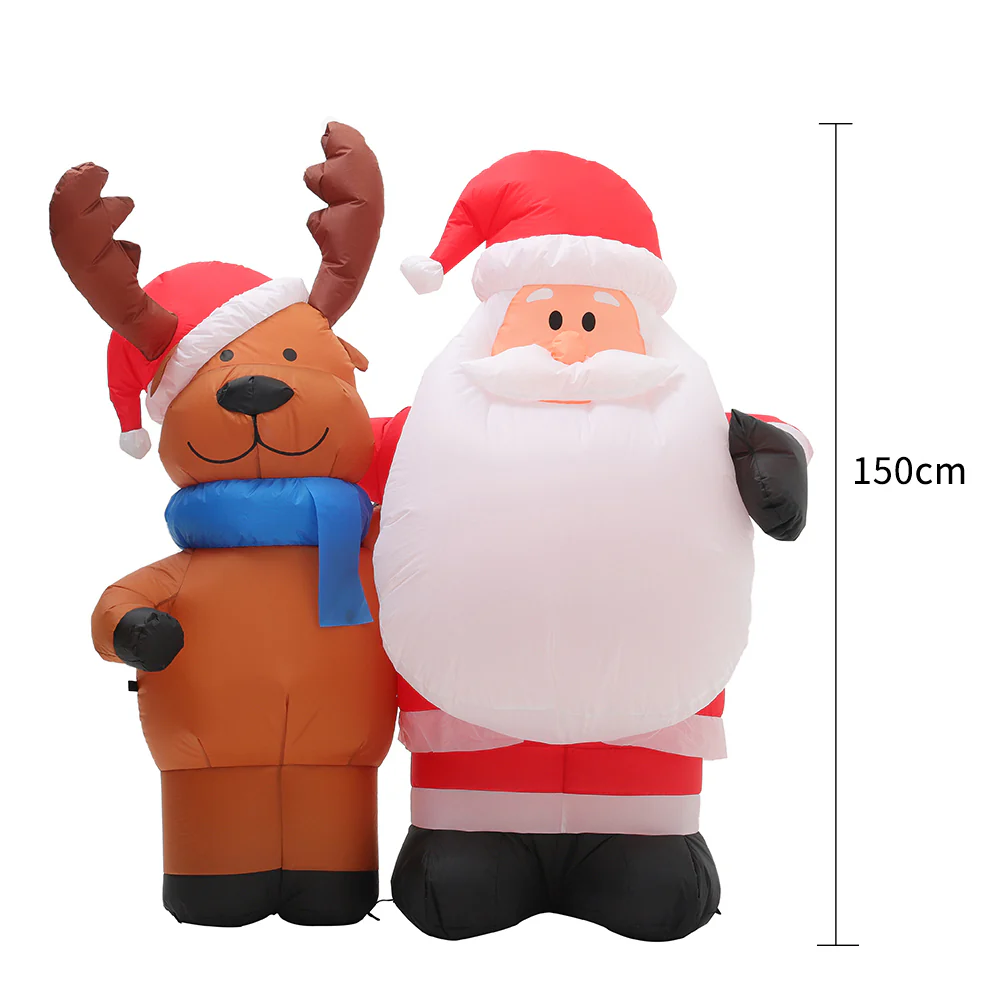 Livingandhome 1.5m Inflatable Father Christmas Air Blown with 4 LED Light UK Plug Outdoor Decor - Image 3
