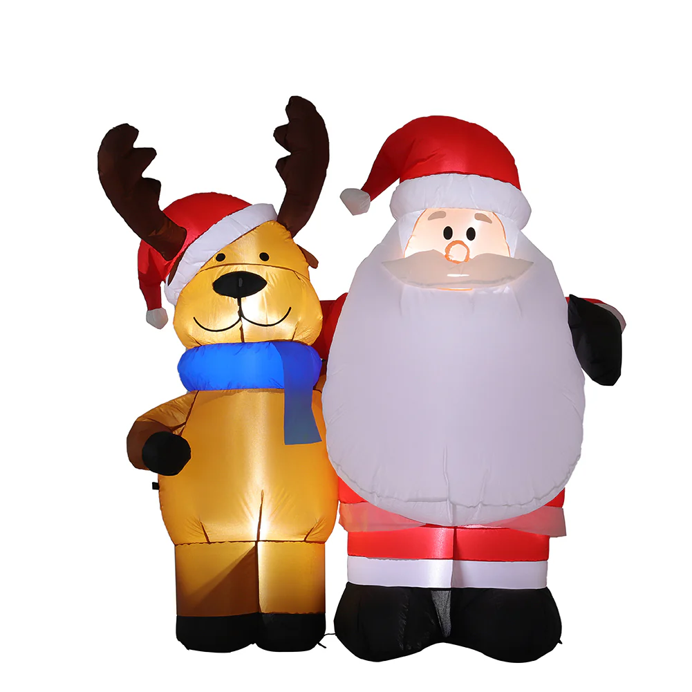 Livingandhome 1.5m Inflatable Father Christmas Air Blown with 4 LED Light UK Plug Outdoor Decor - Image 4