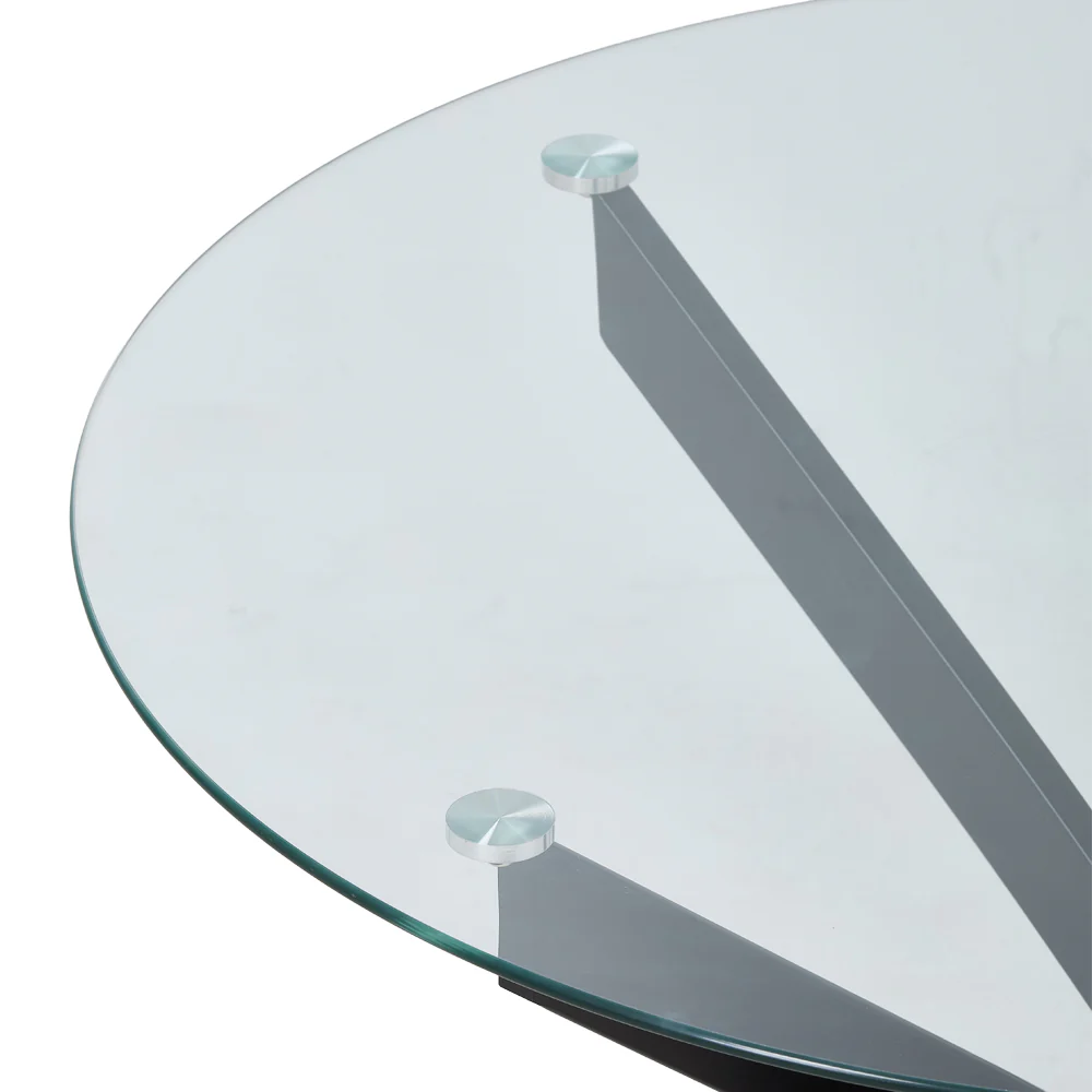 Livingandhome 100cm Round Dining Table with Metal Black Legs - Image 3