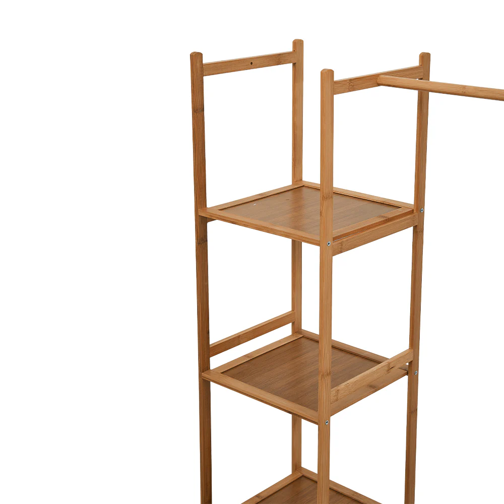 Livingandhome 101cm Multi-functional Wooden Coat Rack with Storage Drawers - Image 3