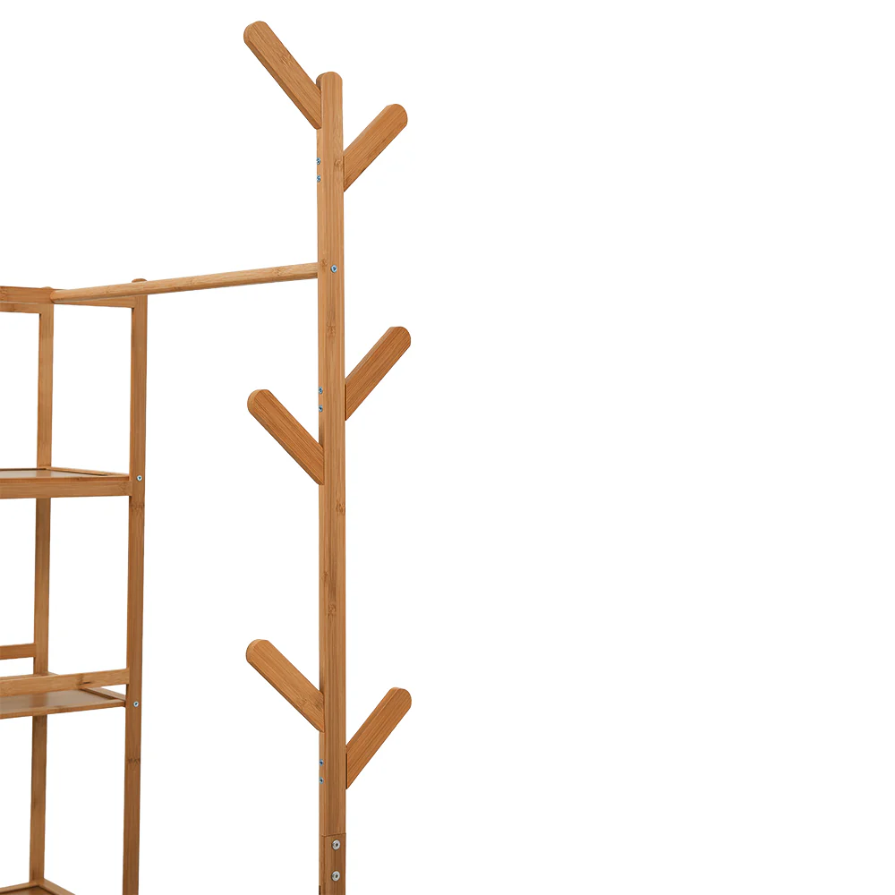 Livingandhome 101cm Multi-functional Wooden Coat Rack with Storage Drawers - Image 6
